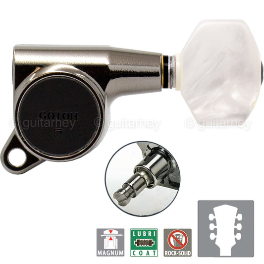 NEW Gotoh SG381 MG Magnum LOCKING Tuners PEARLOID Buttons Keys 3X3 - COSMO BLACK