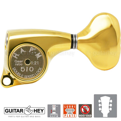 NEW Gotoh SGL510Z-L5 HAPM Locking Tuners Adj. Height, 1:21 Gear Ratio 3x3 - GOLD