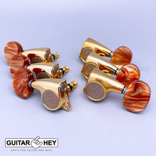 Load image into Gallery viewer, NEW Gotoh SGL510Z-P2 L3+R3 Tuners Set AMBER Buttons 1:21 Gear Ratio 3x3 - GOLD