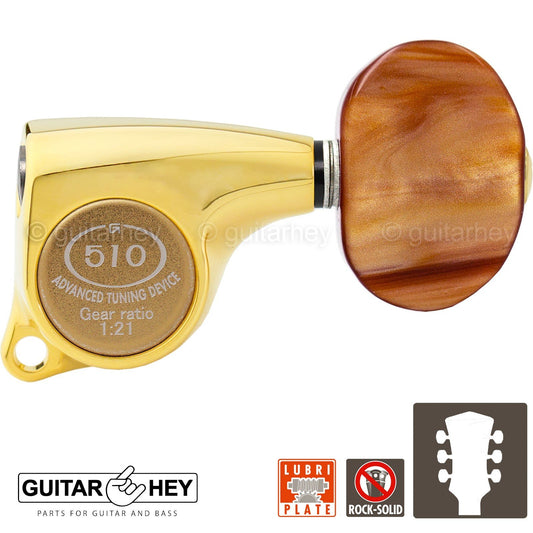 NEW Gotoh SGL510Z-P2 L3+R3 Tuners Set AMBER Buttons 1:21 Gear Ratio 3x3 - GOLD