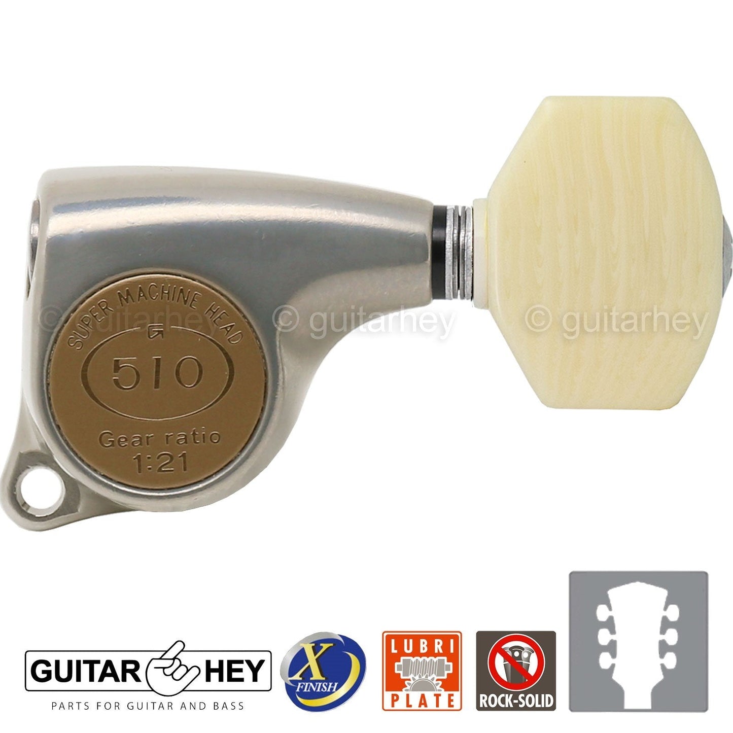 NEW Gotoh SGL510Z-M07 Tuning Keys Set 1:21 Ratio 3x3 - ANTIQUE X-FINISH NICKEL