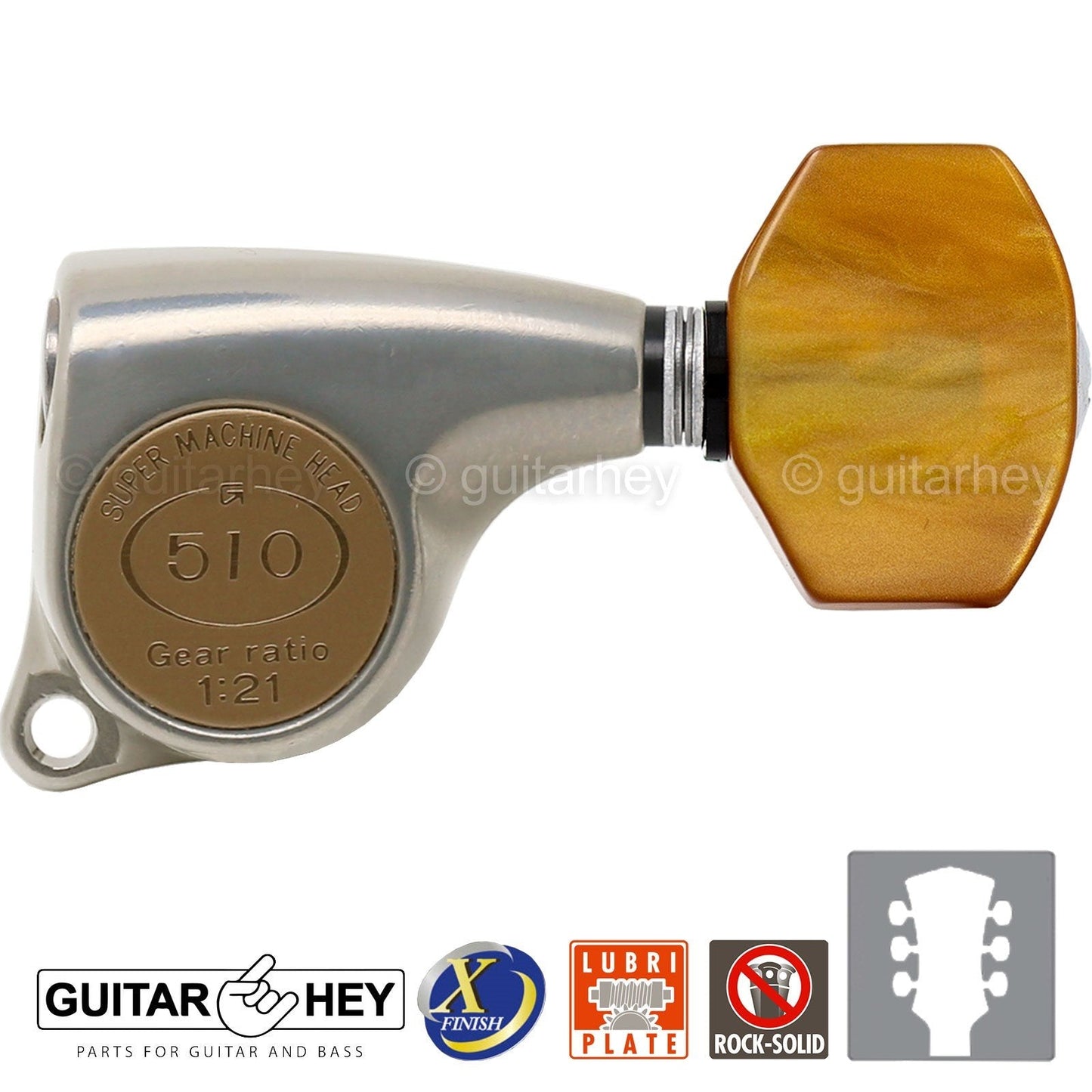 NEW Gotoh SGL510Z-P8 Tuning Keys Set 1:21 Ratio 3x3 - ANTIQUE X-FINISH NICKEL