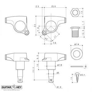 NEW Gotoh SGS510Z-A70LX Luxury Mode 6 In-line Mini Tuners 1:18 Ratio - GOLD