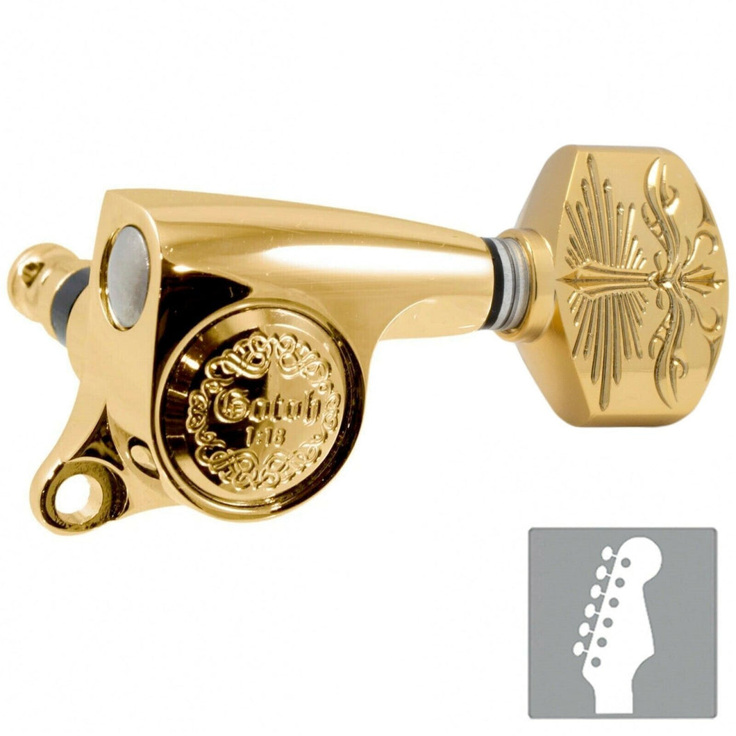 NEW Gotoh SGS510Z-A70LX Luxury Mode 6 In-line Mini Tuners 1:18 Ratio - GOLD