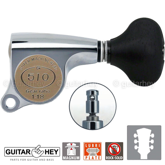 NEW Gotoh SGS510Z-ES5 MG L3+R3 Set Mini Locking Tuners 1:18 Ratio 3x3 - CHROME