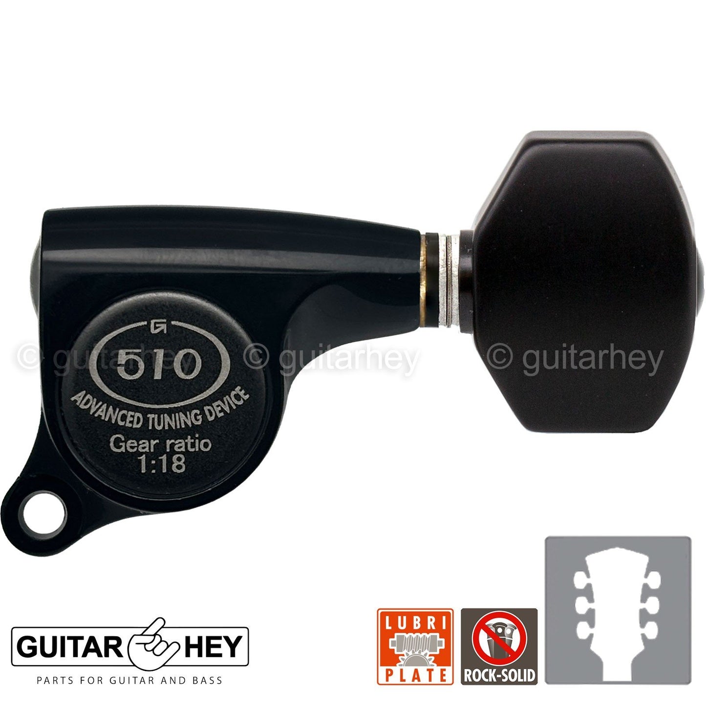 NEW Gotoh SGS510Z-B07 L3+R3 Set Mini Tuners Plastic Buttons 1:18 Ratio 3x3 BLACK