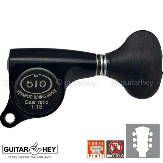 NEW Gotoh SGS510Z-ES5 L3+R3 Set Mini Tuners EBONY Buttons 1:18 Ratio 3x3 - BLACK
