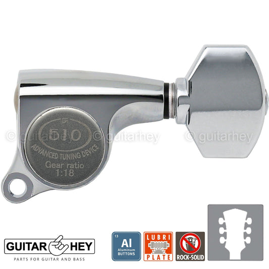 NEW Gotoh SGS510Z-A07 L3+R3 Set Mini Tuners Small Buttons 1:18 Ratio 3x3, CHROME