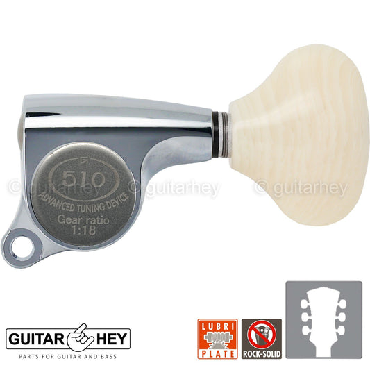 NEW Gotoh SGS510Z-VL5 L3+R3 Set Mini Tuners IVORY Buttons 1:18 Ratio 3x3, CHROME