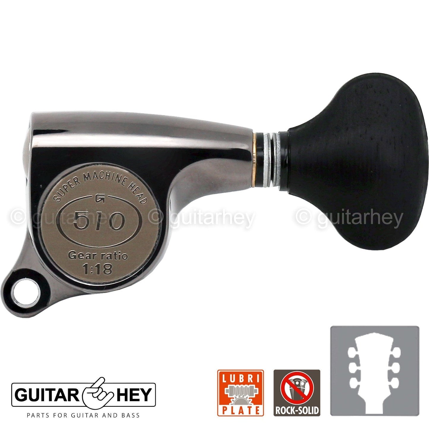 NEW Gotoh SGS510Z-ES5 L3+R3 Set Tuners EBONY Buttons 1:18 Ratio 3x3 COSMO BLACK