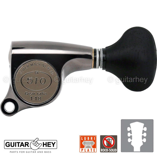 NEW Gotoh SGS510Z-ES5 L3+R3 Set Tuners EBONY Buttons 1:18 Ratio 3x3 COSMO BLACK