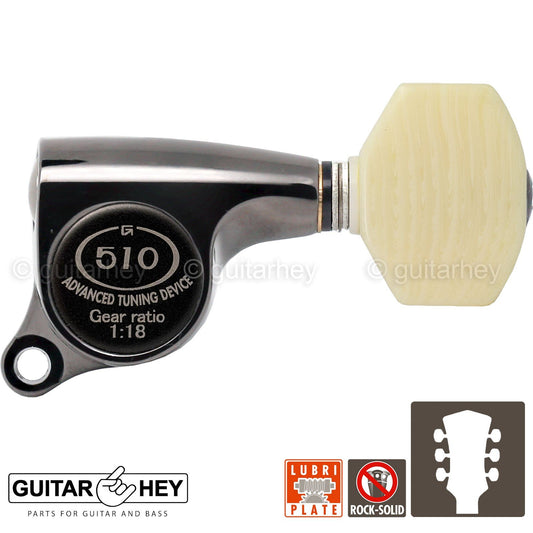 NEW Gotoh SGS510Z-M07 L3+R3 Set Tuners IVORY Buttons 1:18 Ratio 3x3, COSMO BLACK