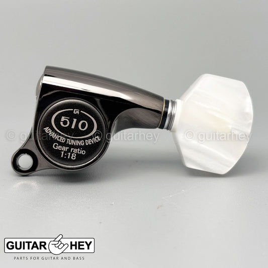 NEW Gotoh SGS510Z-P7 L3+R3 Set Tuners Pearl Buttons 1:18 Ratio 3x3 - COSMO BLACK