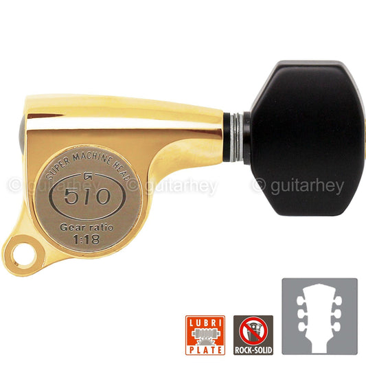 NEW Gotoh SGS510Z-B07 L3+R3 Set Mini Tuners PLASTIC Buttons 1:18 Ratio 3x3, GOLD