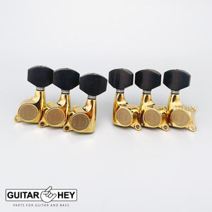 NEW Gotoh SGS510Z-EN07 L3+R3 Set Mini Tuners EBONY Buttons 1:18 Ratio 3x3 - GOLD