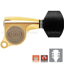 Load image into Gallery viewer, NEW Gotoh SGS510Z-EN07 L3+R3 Set Mini Tuners EBONY Buttons 1:18 Ratio 3x3 - GOLD