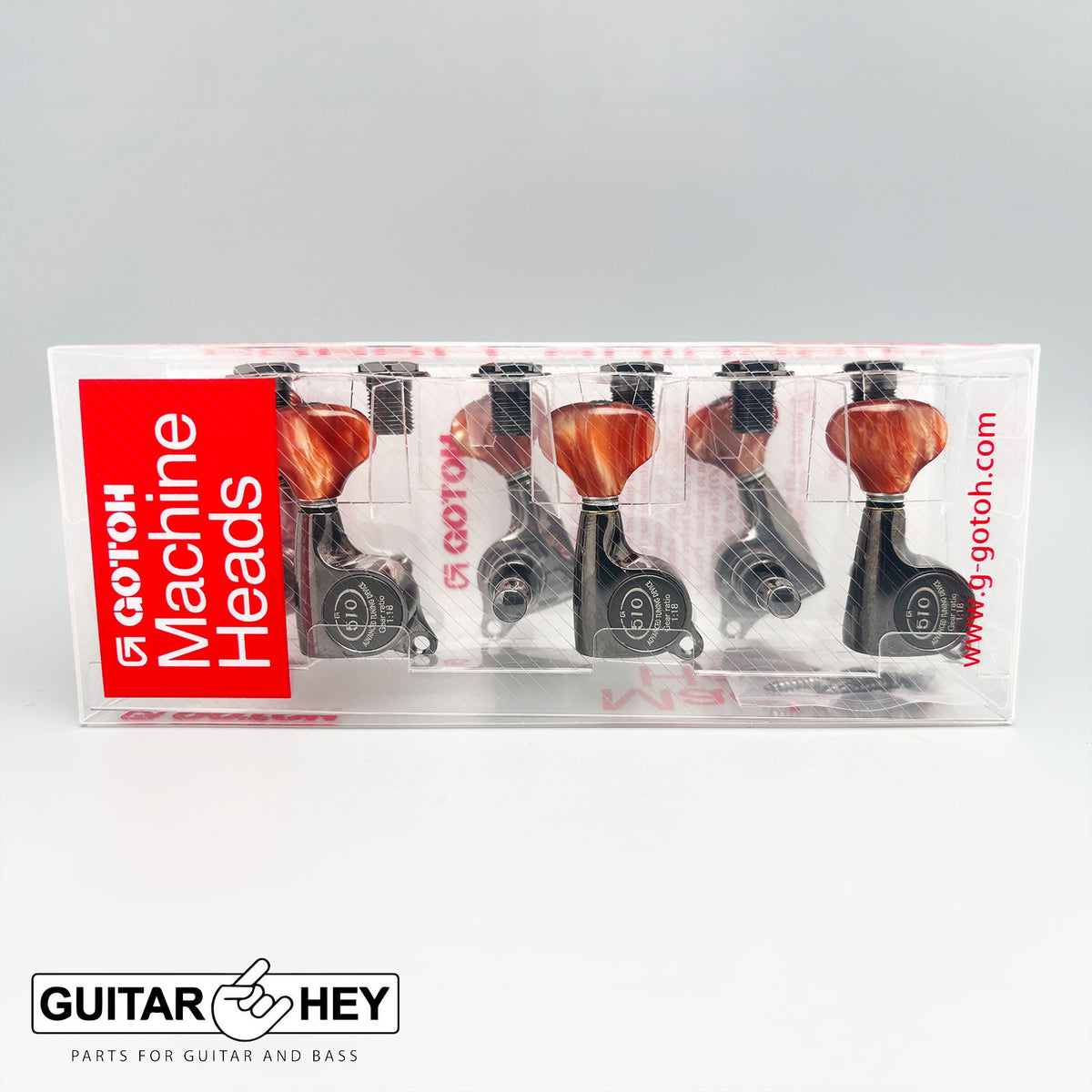 NEW Gotoh SGS510Z-CS5 6 in Line Set Mini Tuners AMBER Buttons 18:1 - COSMO BLACK
