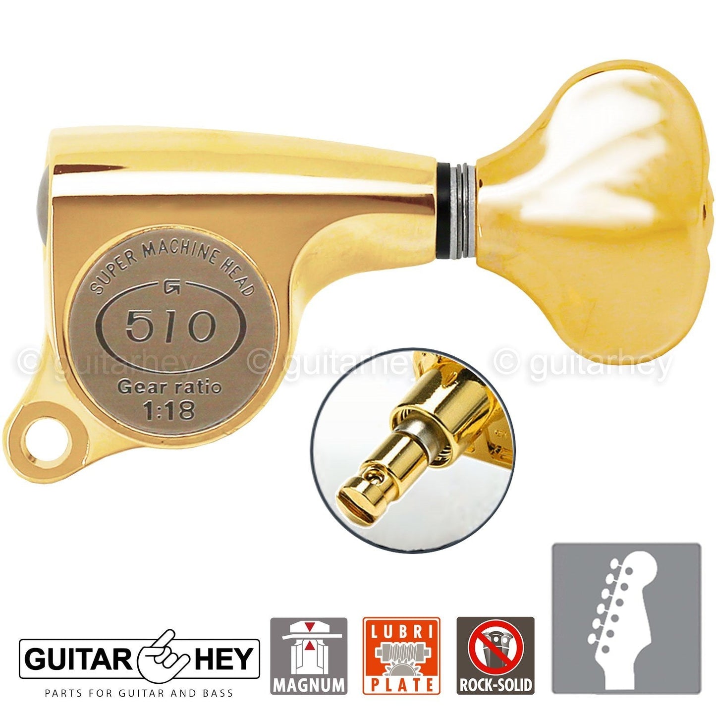 NEW Gotoh SGS510Z-S5 MG MAGNUM Locking DSL 6 IN LINE Set 1:18 Right Handed GOLD
