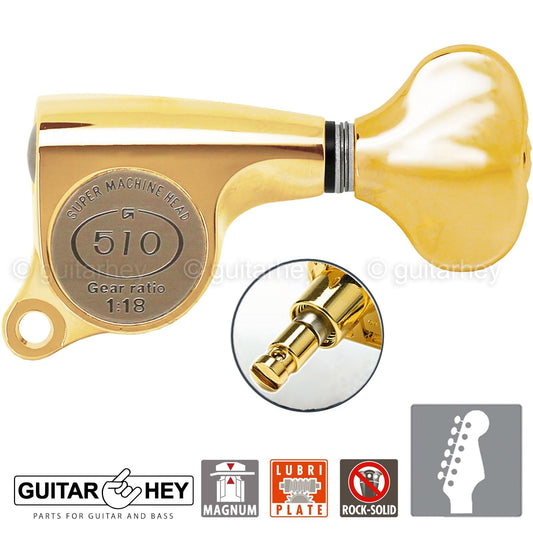 NEW Gotoh SGS510Z-S5 MG MAGNUM Locking DSL 6 IN LINE Set 1:18 Right Handed GOLD