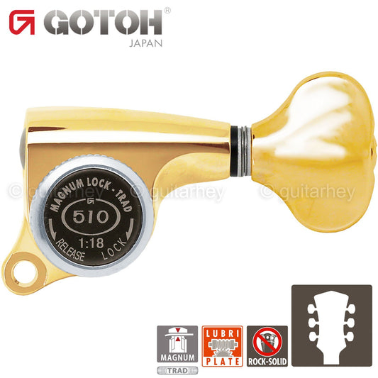 NEW Gotoh SGS510Z-S5 MGT L3+R3 Set Mini LOCKING Tuners 1:18 Ratio 3x3 - GOLD