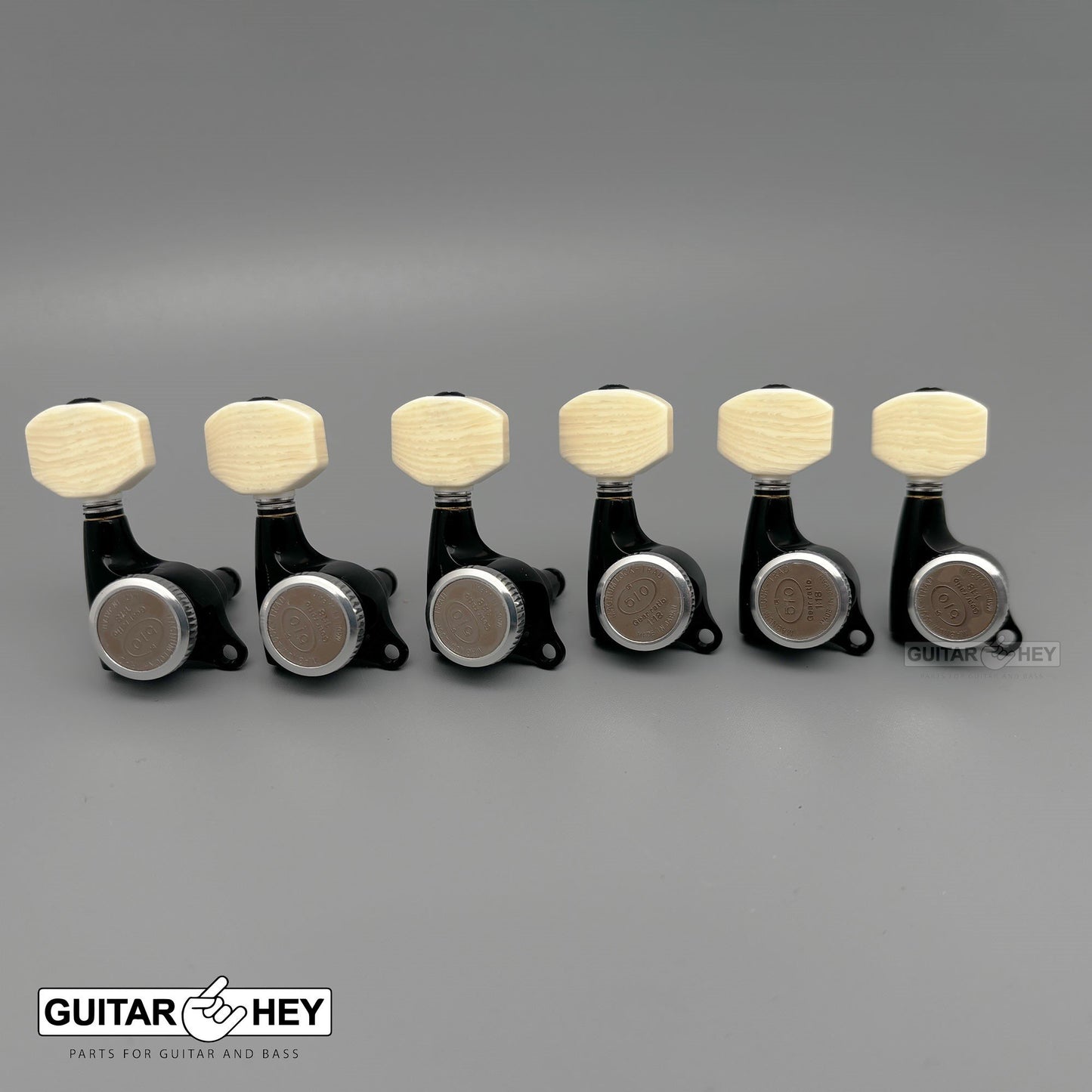 NEW Gotoh SGS510Z-M07 MGT 6 in line Locking Tuners Set w/ Ivory Buttons - BLACK