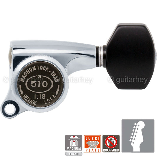 NEW Gotoh SGS510Z-B07 MGT 6 in line Locking Tuners Set 18:1 Gear Ratio - CHROME