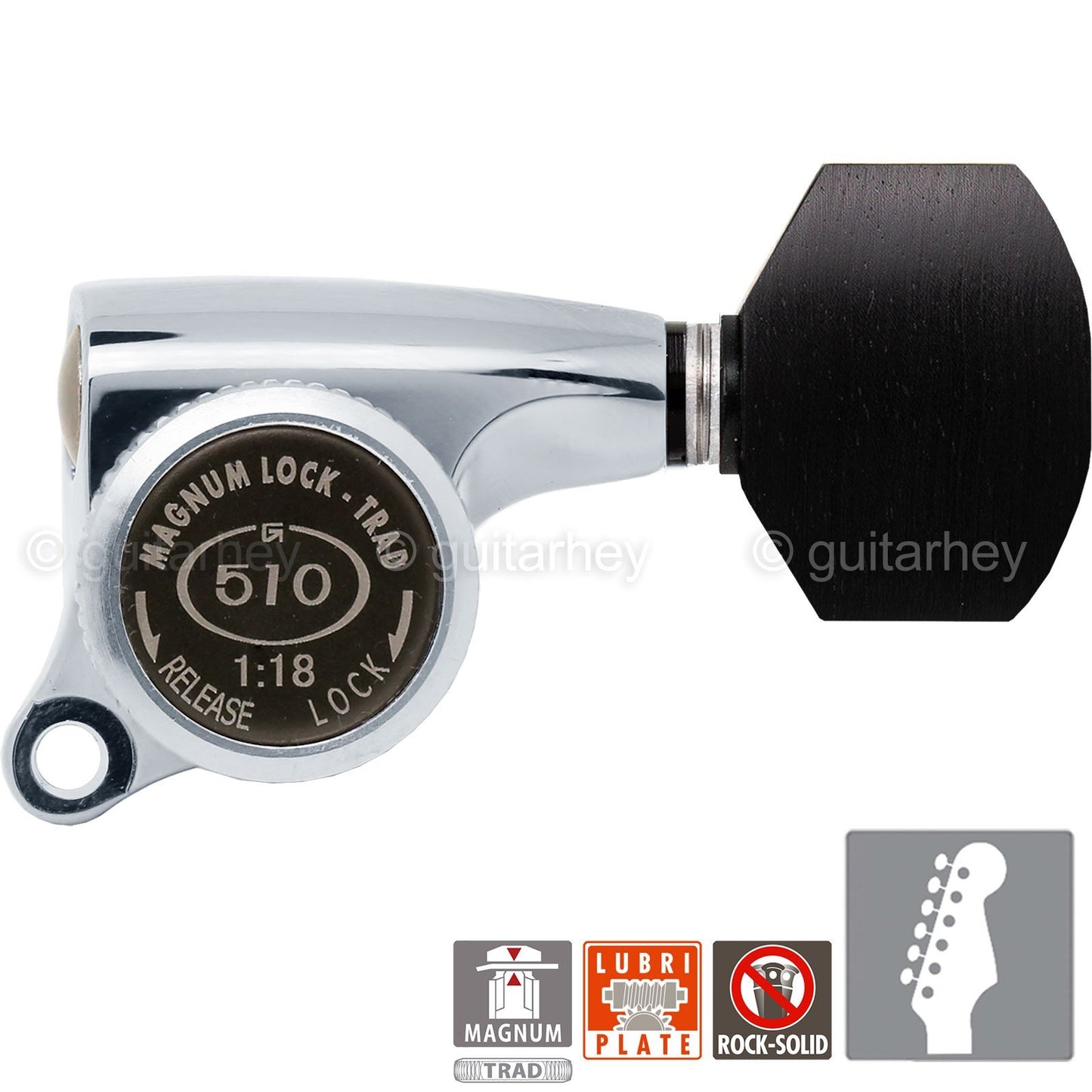 NEW Gotoh SGS510Z-EN07 MGT 6 in line Locking Tuners Set 18:1 Gear Ratio - CHROME