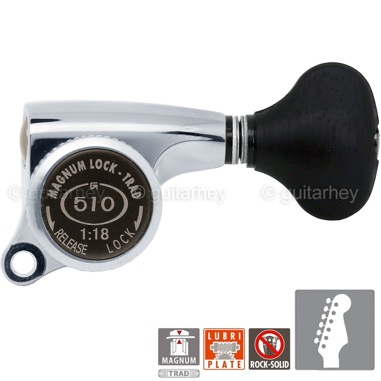 NEW Gotoh SGS510Z-ES5 MGT 6 in line Locking Tuners Set 18:1 Gear Ratio - CHROME