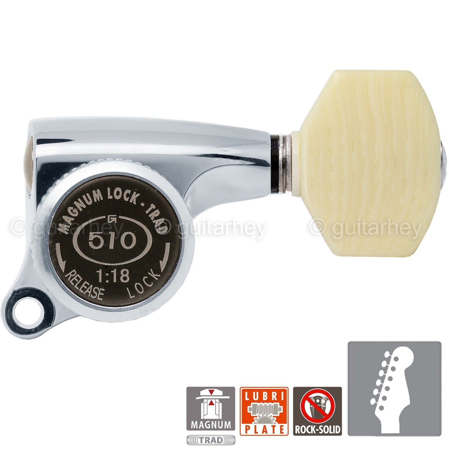 NEW Gotoh SGS510Z-M07 MGT 6 in line Locking Tuners Set 18:1 Gear Ratio - CHROME