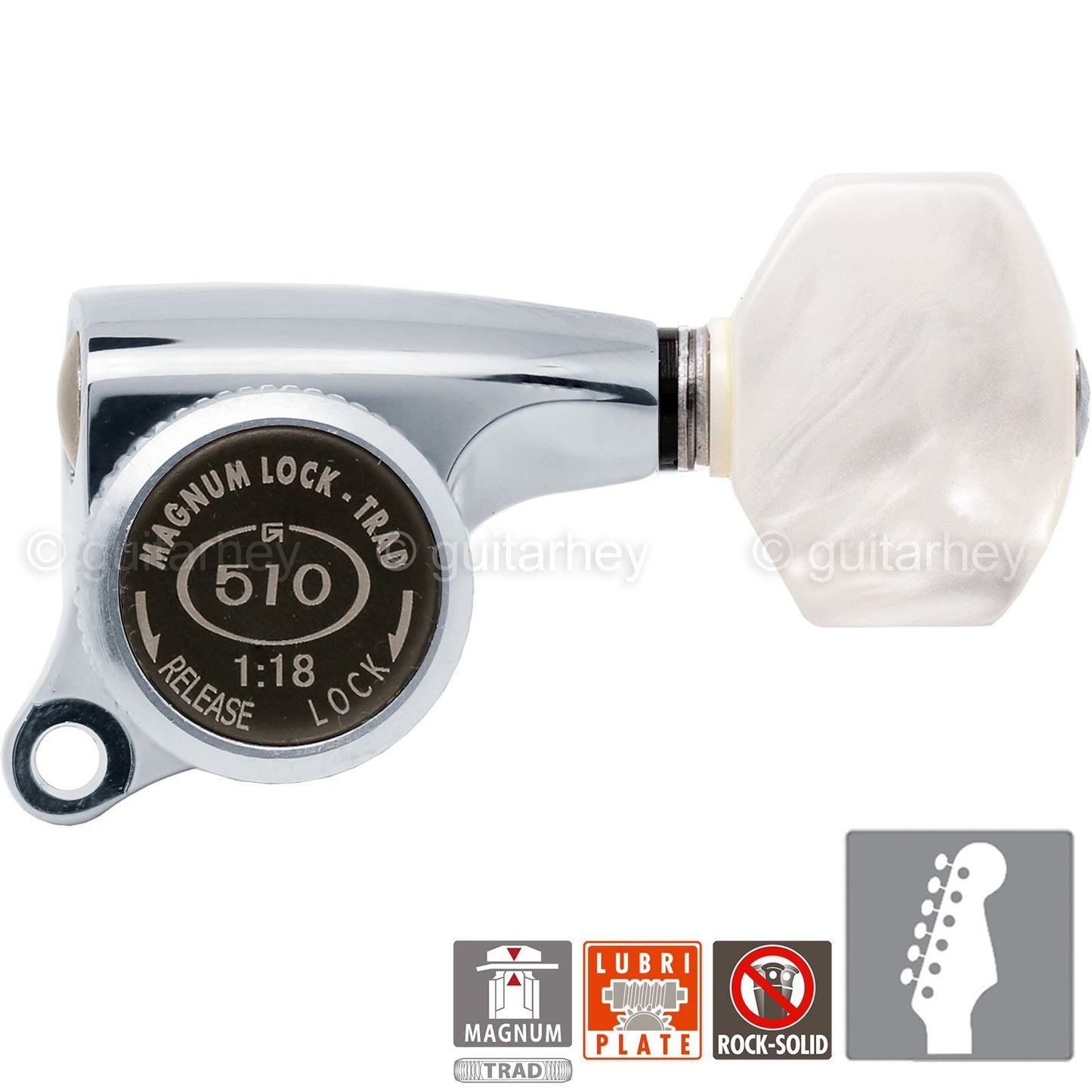 NEW Gotoh SGS510Z-P7 MGT 6 in line Locking Tuners Set 18:1 Gear Ratio - CHROME