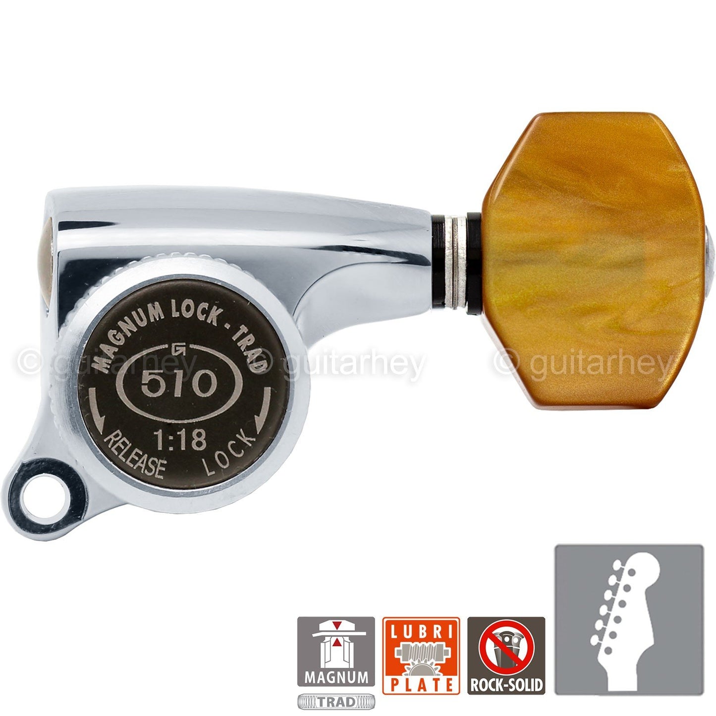 NEW Gotoh SGS510Z-P8 MGT 6 in line Locking Tuners Set 18:1 Gear Ratio - CHROME