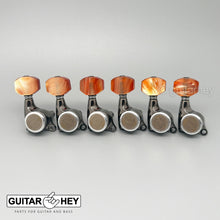 Load image into Gallery viewer, NEW Gotoh SGS510Z-P8 MGT 6 in line Set LOCKING w/ AMBER Buttons - COSMO BLACK