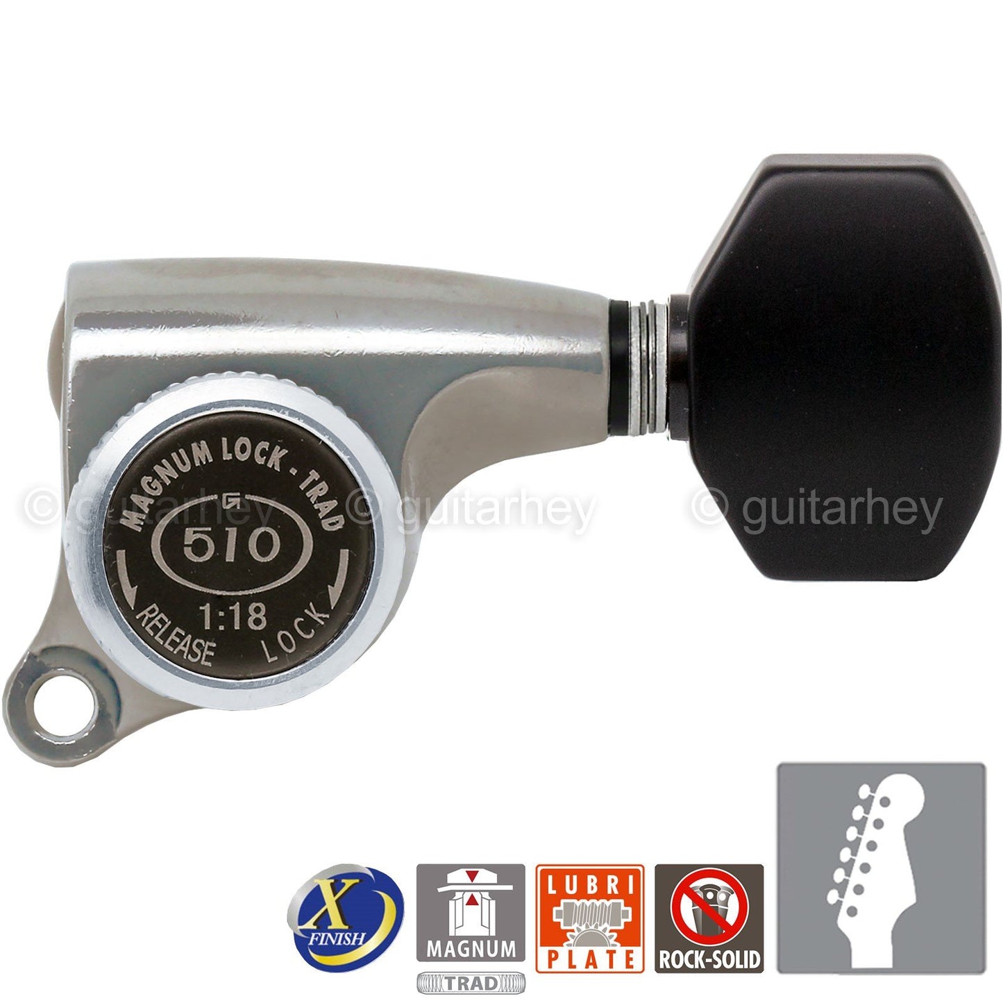 NEW Gotoh SGS510Z-B07 MGT 6 in line Locking Tuners Set 18:1 Gear Ratio X-NICKEL