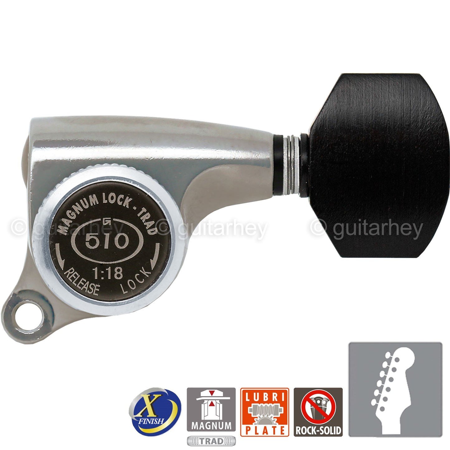 NEW Gotoh SGS510Z-EN07 MGT 6 in line Locking Tuners Set 18:1 Gear Ratio X-NICKEL