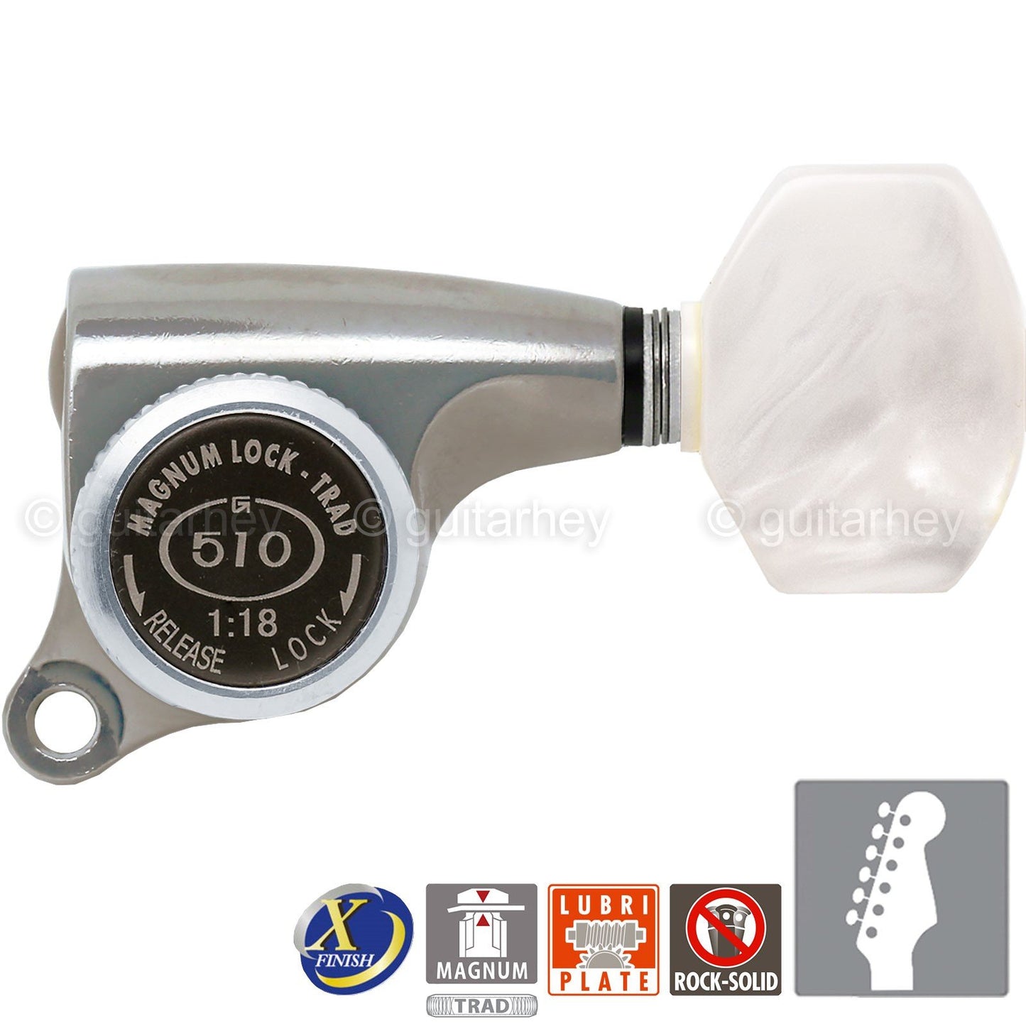 NEW Gotoh SGS510Z-P7 MGT 6 in line Locking Tuners Set 18:1 Gear Ratio X-NICKEL