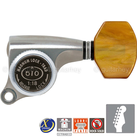 NEW Gotoh SGS510Z-P8 MGT 6 in line Locking Tuners Set 18:1 Gear Ratio X-NICKEL