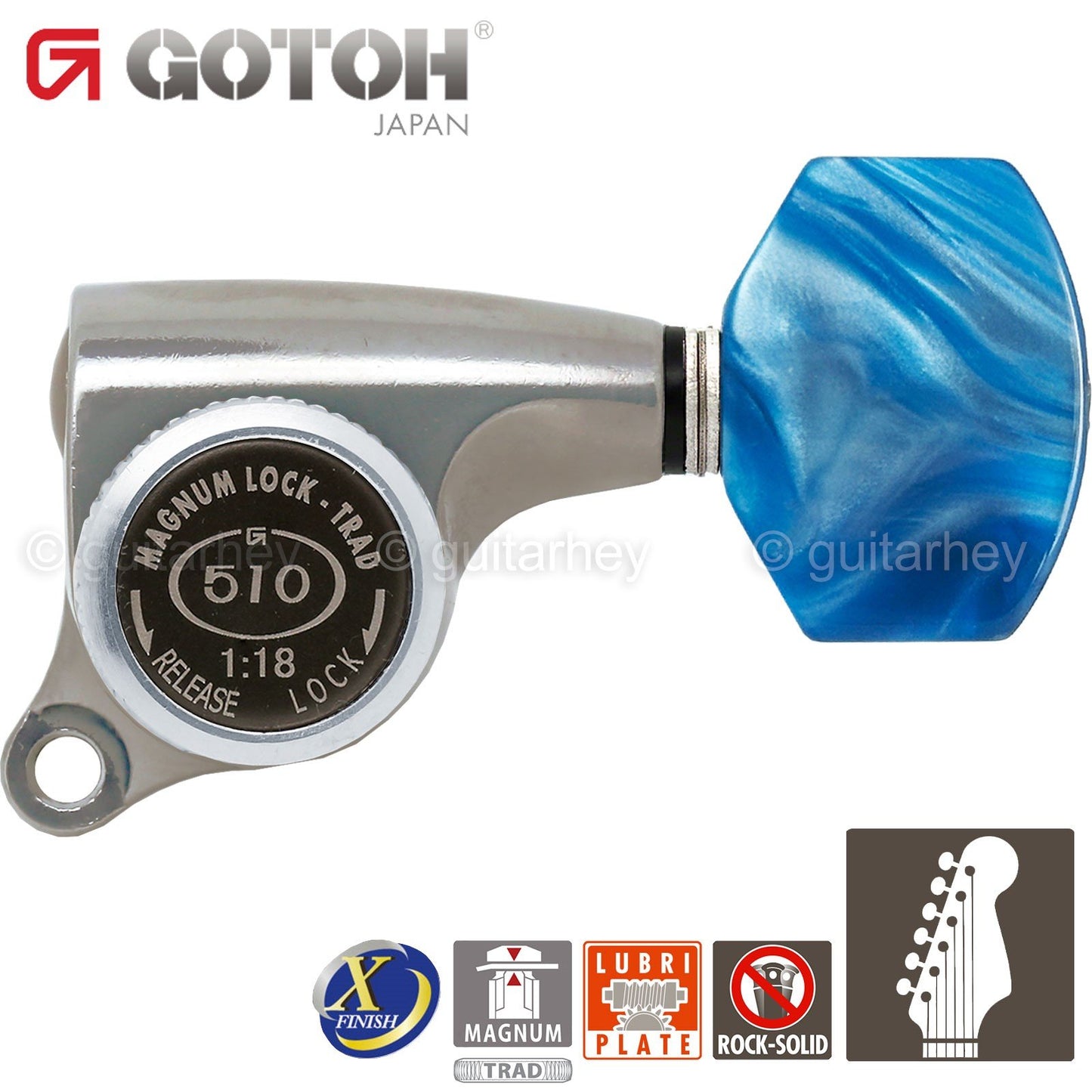 NEW Gotoh SGS510Z-P9 MGT 6 in line Locking Tuners Set 18:1 - ANTIQUE X-NICKEL