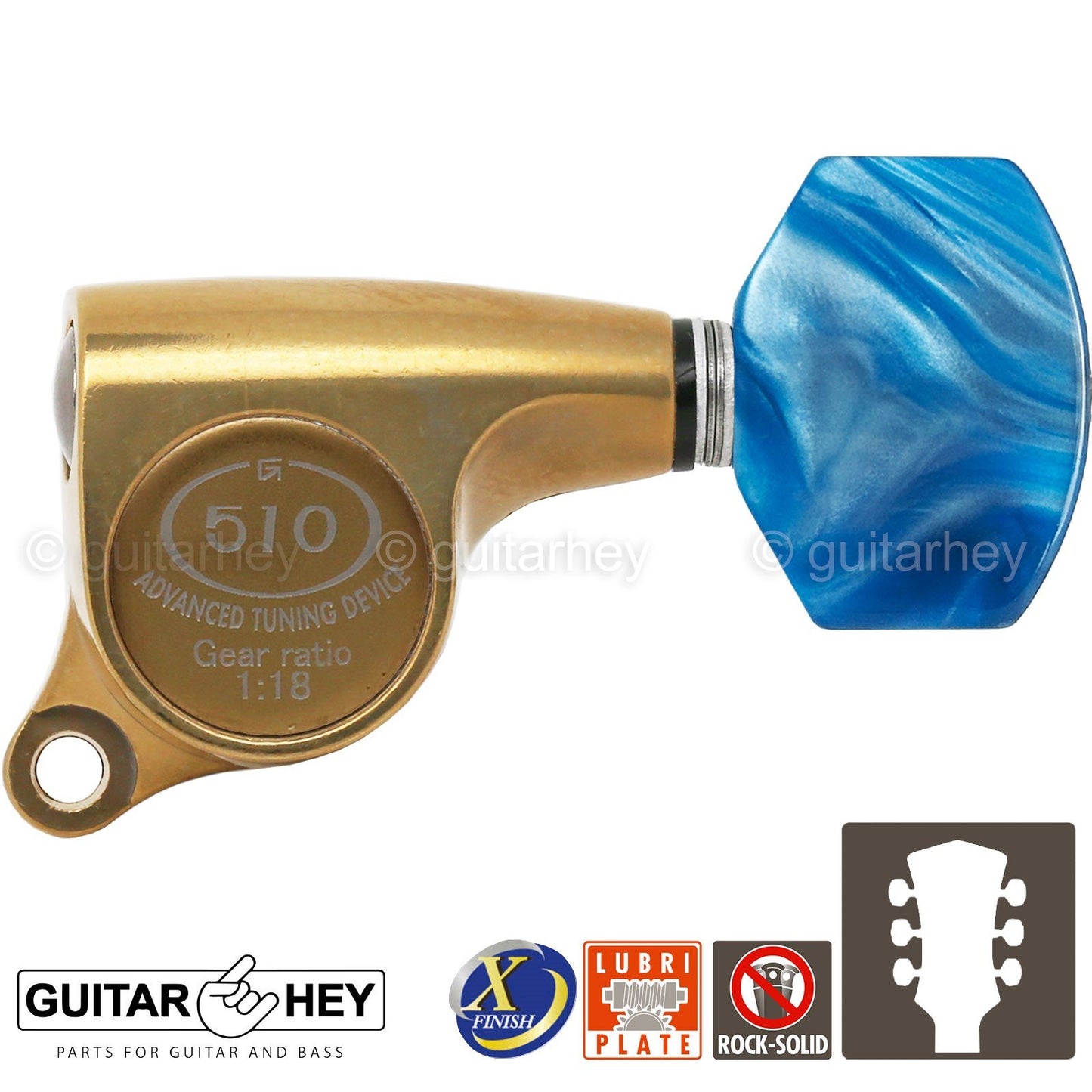 NEW Gotoh SGS510Z-P9 L3+R3 Set Mini Tuners 1:18 Ratio 3x3 - ANTIQUE X-GOLD