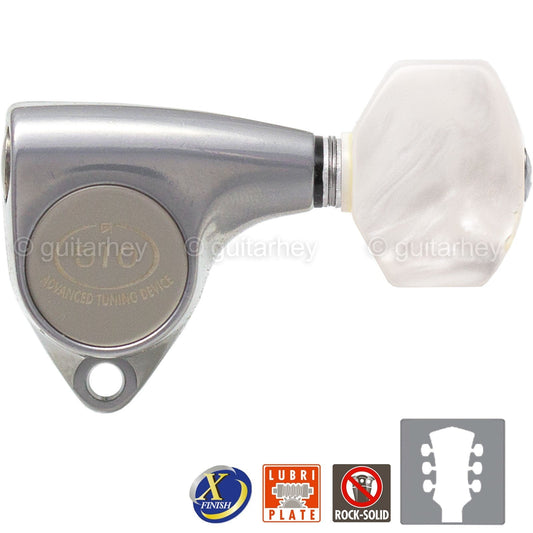 NEW Gotoh SGV510-P7 Tuners L3+R3 Keys 1:18 Ratio, PEARL 3x3 - X-FINISH CHROME