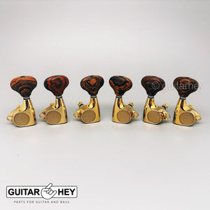 NEW Gotoh SGV510Z-RL5 Tuners L3+R3 Set w/ RioGrande Parisandre Buttons 3x3, GOLD