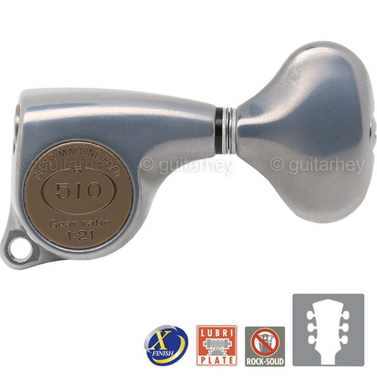 NEW Gotoh SGL510Z-L5 Tuning Keys Set 1:21 Ratio 3x3 - ANTIQUE X-FINISH CHROME