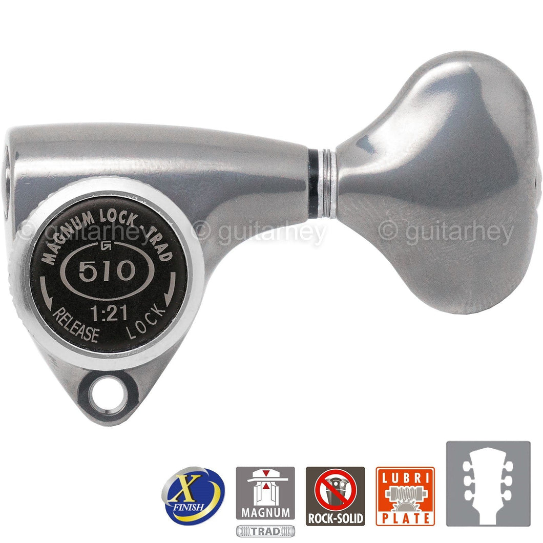 NEW Gotoh SGV510Z-L5 MGT L3+R3 LOCKING Tuners Set 3x3 - ANTIQUE X-FINISH CHROME