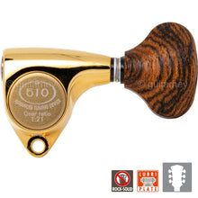 Load image into Gallery viewer, NEW Gotoh SGV510Z-RL5 Tuners L3+R3 Set w/ RioGrande Parisandre Buttons 3x3, GOLD