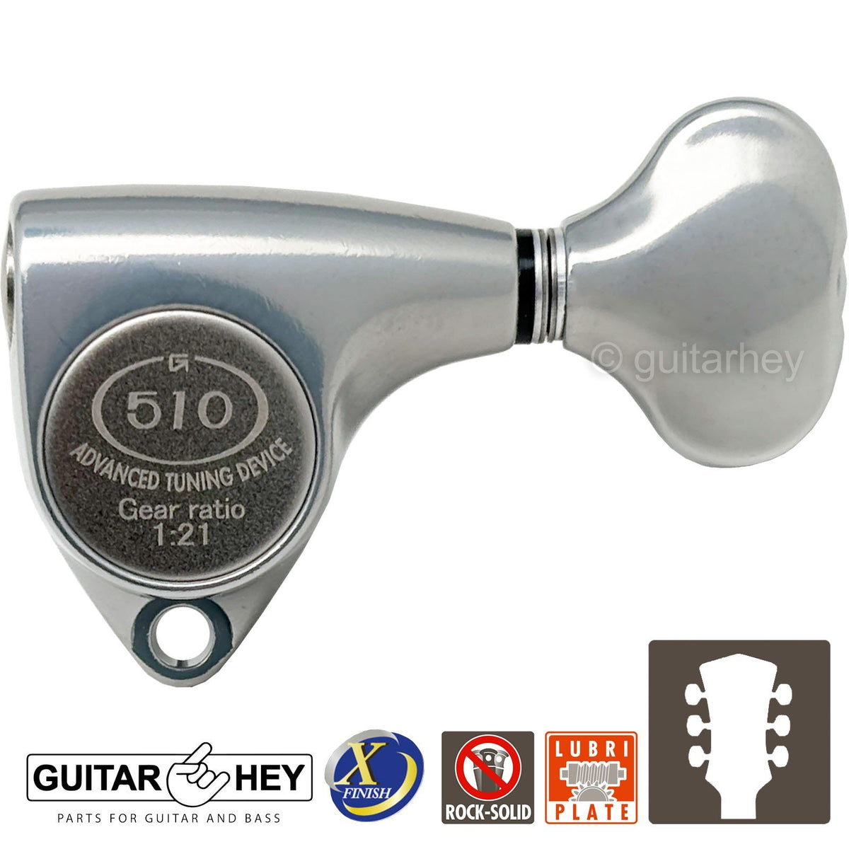 NEW Gotoh SGV510Z-S5 Tuners L3+R3 Keys 1:21 Ratio, 3x3 - ANTIQUE X-FINISH CHROME
