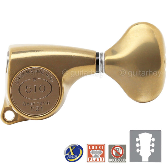 NEW Gotoh SGL510Z-L5 Tuning Keys Set 1:21 Ratio 3x3 - ANTIQUE X-FINISH GOLD