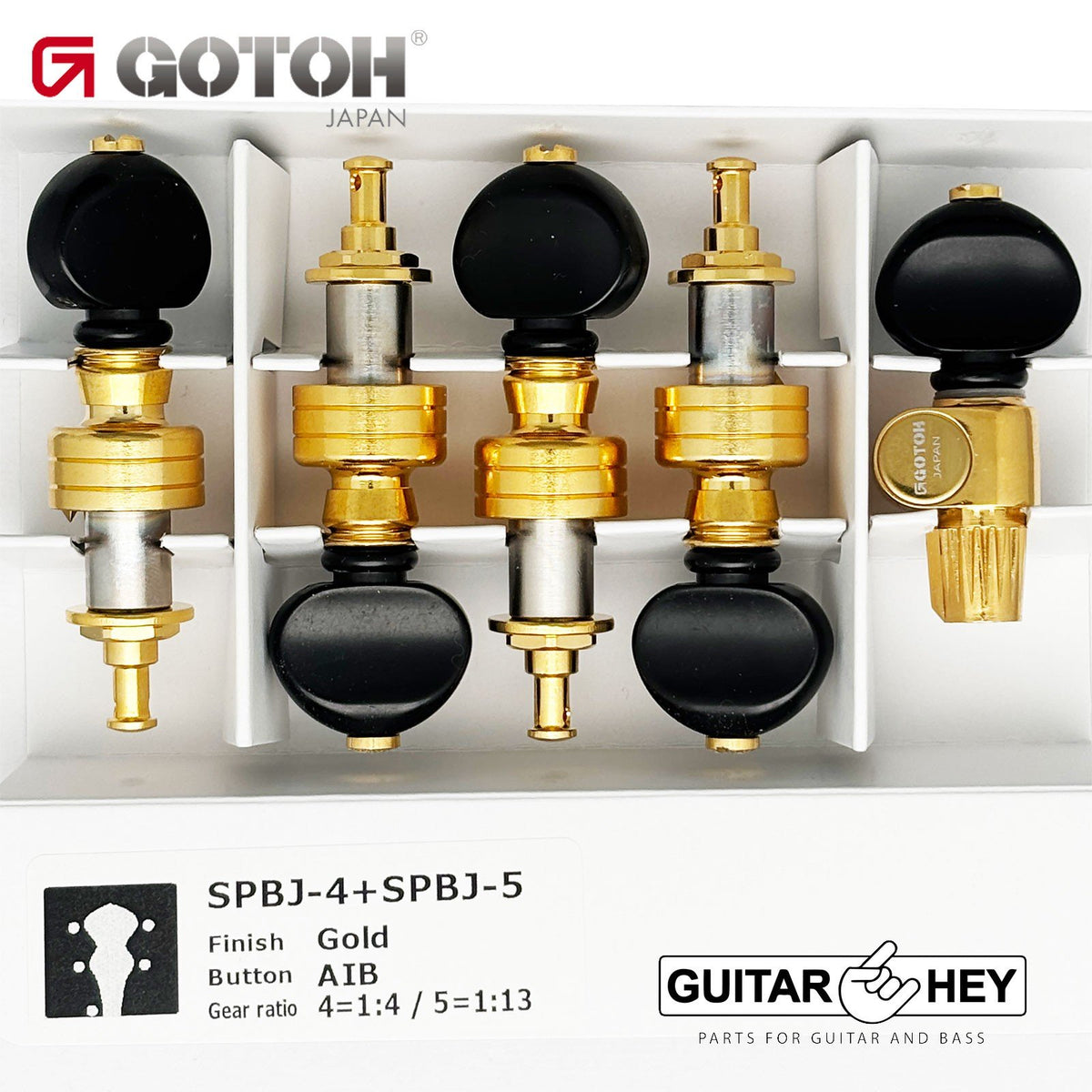 NEW Gotoh SPBJ-4/5-AIB Sealed PLANETARY Banjo Tuning Keys 5 Tuners Set - GOLD