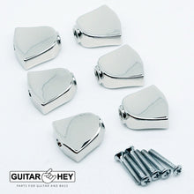 Load image into Gallery viewer, NEW (6) Keystone Buttons w/ Screws for Grover Rotomatic Tuners Keys - CHROME