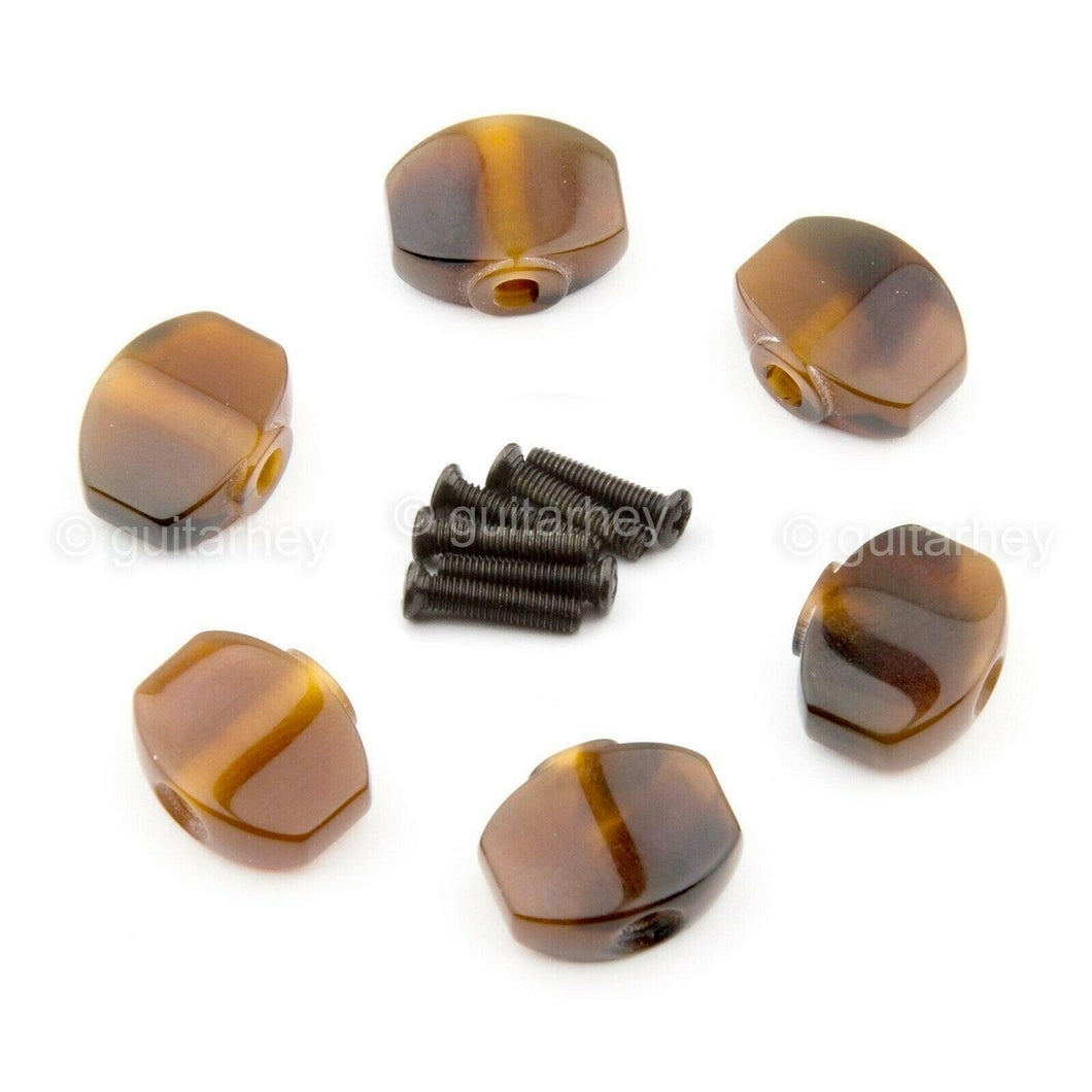 NEW (6) TORTOISE Buttons for GOTOH Guitar Tuning Keys w/ Screws