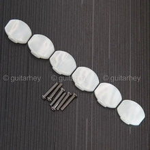 Carregar imagem no visualizador da galeria, NEW (6) WHITE PEARLOID Buttons for GOTOH Guitar Tuning Keys w/ Screws