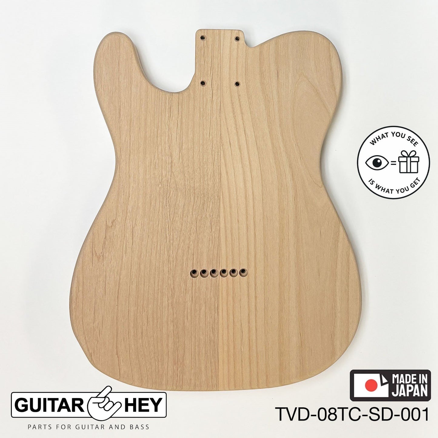 NEW Hosco JAPAN Unfinished Telecaster 62's Style Body, 2-piece - SANDED #001